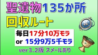 【毎日10万モラ】聖遺物「135か所」回収ルート　スメールあり　ほぼ毎日17分10万モラ or 15分9万5千モラ　メインルート　【ver3.2攻略】　原神　Genshin