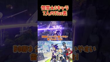 【原神】ねるめろ的、恒常★5キャラ7人のTier表。交換する時の参考に。 #ねるめろ切り抜き #ねるめろ #原神